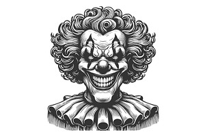 Creepy evil clown with menacing, a Person Illustration by AlexArt