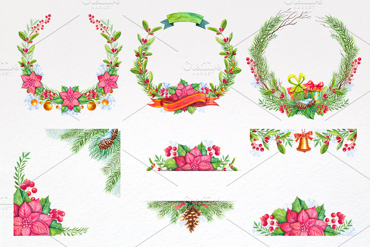 Christmas. Watercolor illustrations., a Decorative Illustration by AlexGreenArt (Photo 7 of 8)