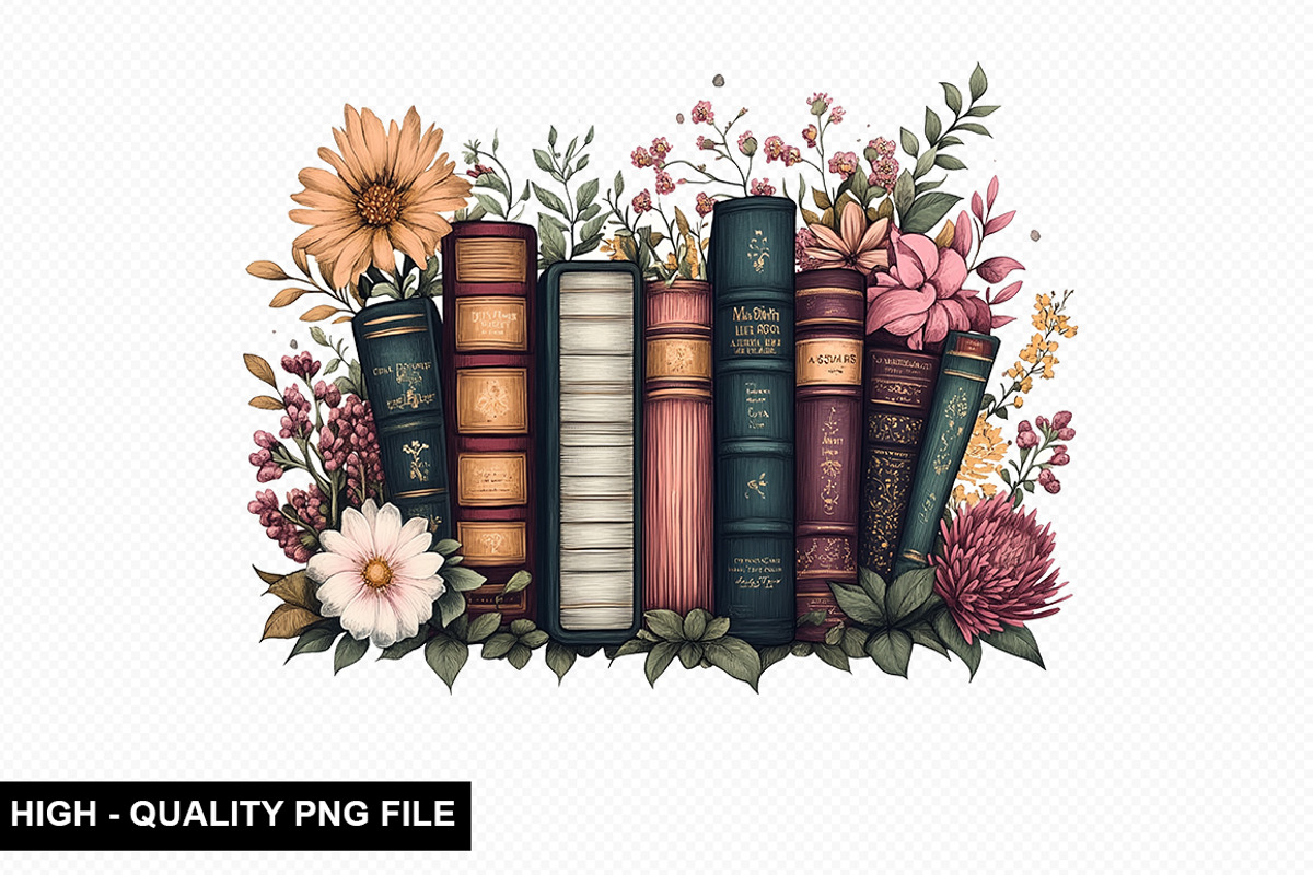 Watercolor Floral Books Clipart Bund, a Graphic by crative8112 (Photo 10 of 11)