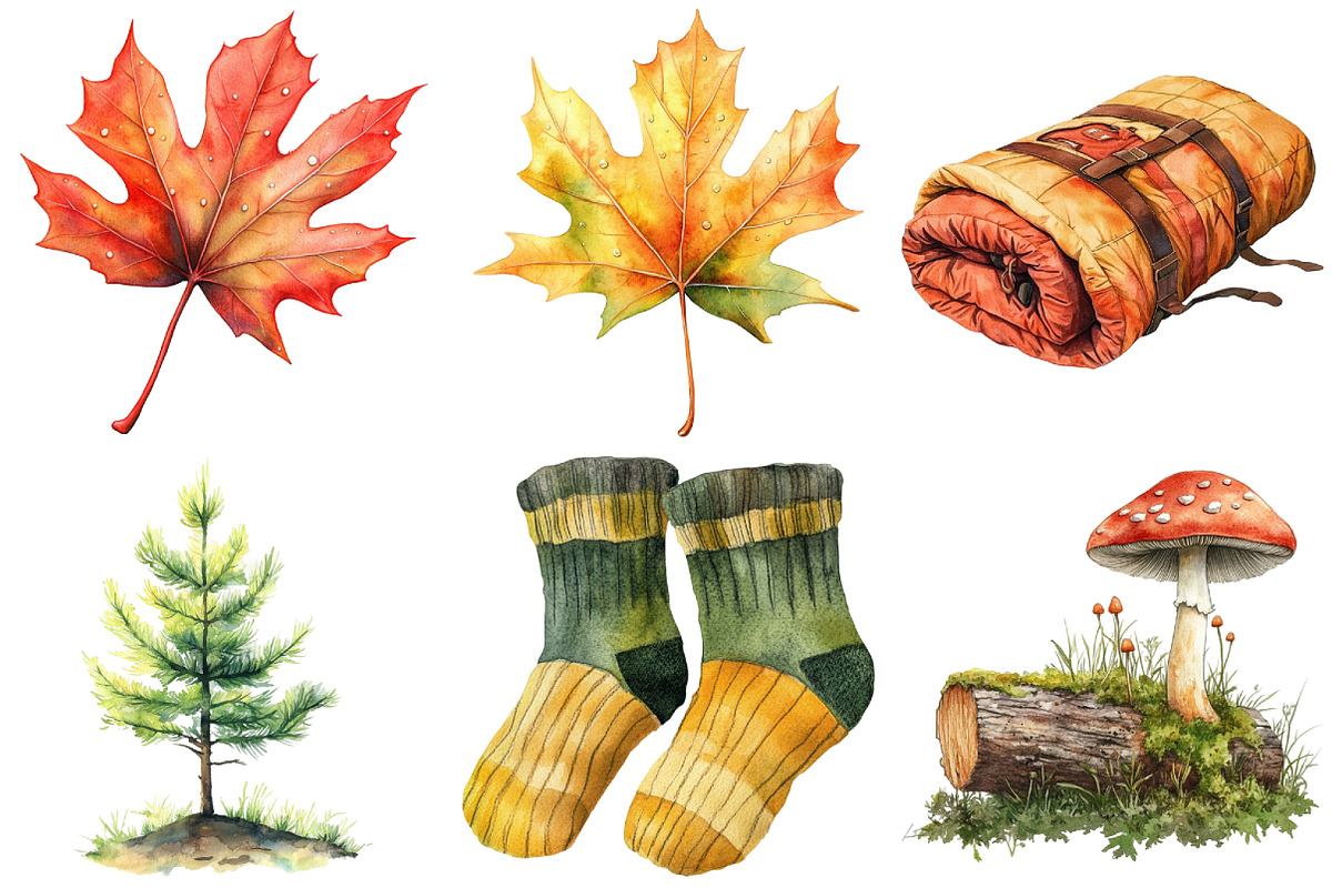 Watercolor Autumn Hike Clipart, an Illustration by Craft Nest (Photo 2 of 6)
