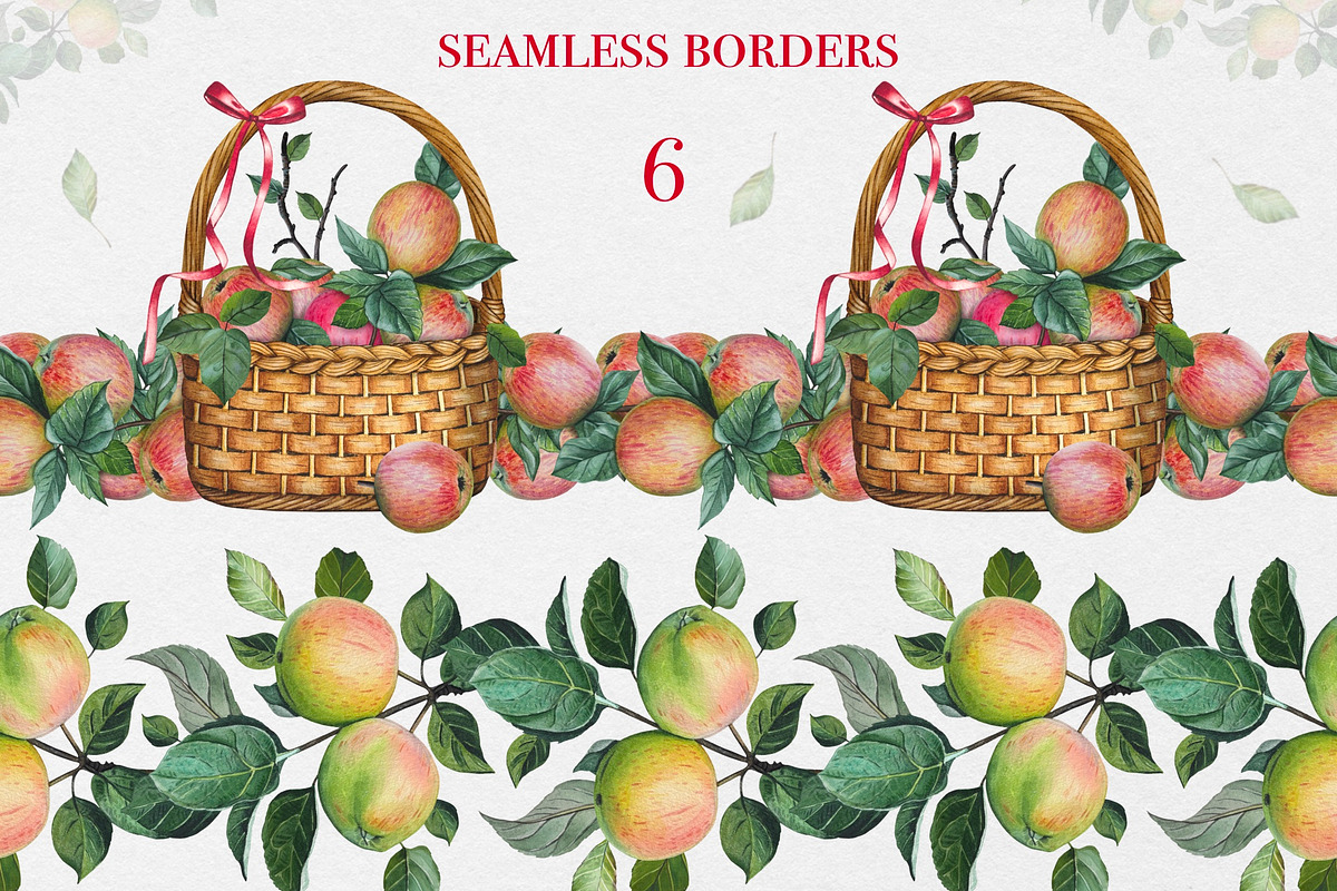 Watercolor Apple Garden Clipart, an Illustration by DiashaArt (Photo 8 of 11)