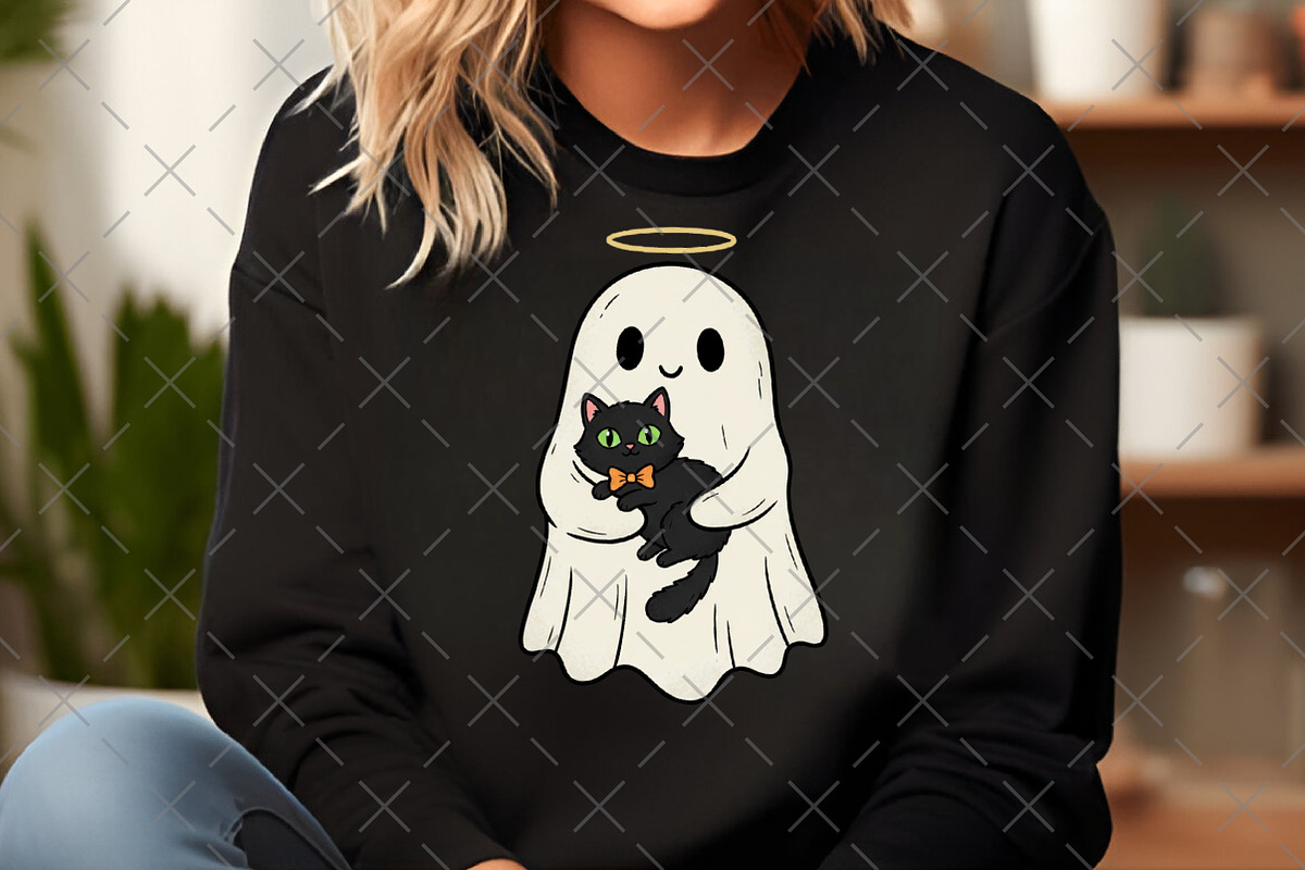 Halloween Ghost Holding Black Cat, an Illustration by Craft Nest (Photo 4 of 6)