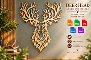 Deer Head Laser Cut SVG, an Object Graphic by DreamCafeArt (Thumbnail 3 of 3)