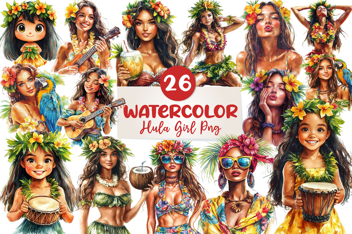 Hula Girl PNG Clipart, an Illustration by CreationArt (Photo 1 of 5)