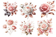 Pink and Rose Gold Floral Clipart, an Illustration by Designworld (Thumbnail 2 of 5)