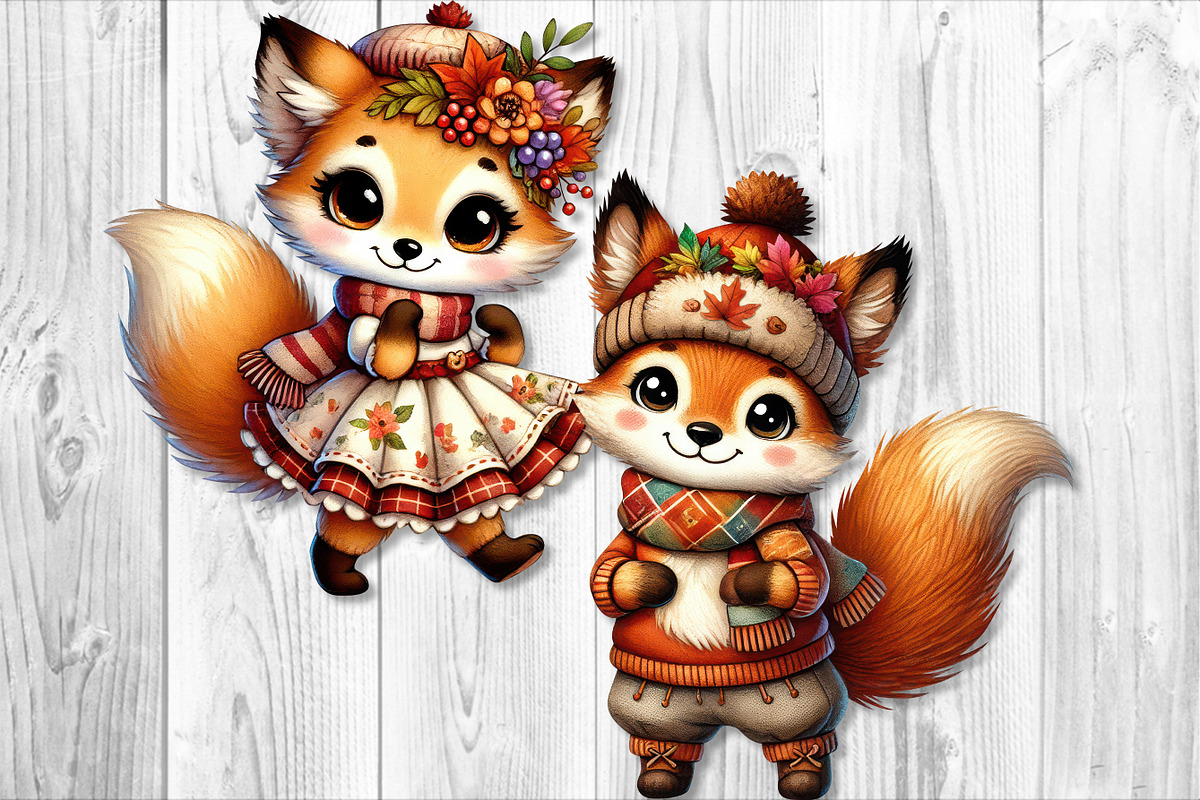 Cute Autumn Fox Clipart Set, a Seasonal Illustration by V Design Creator (Photo 7 of 9)