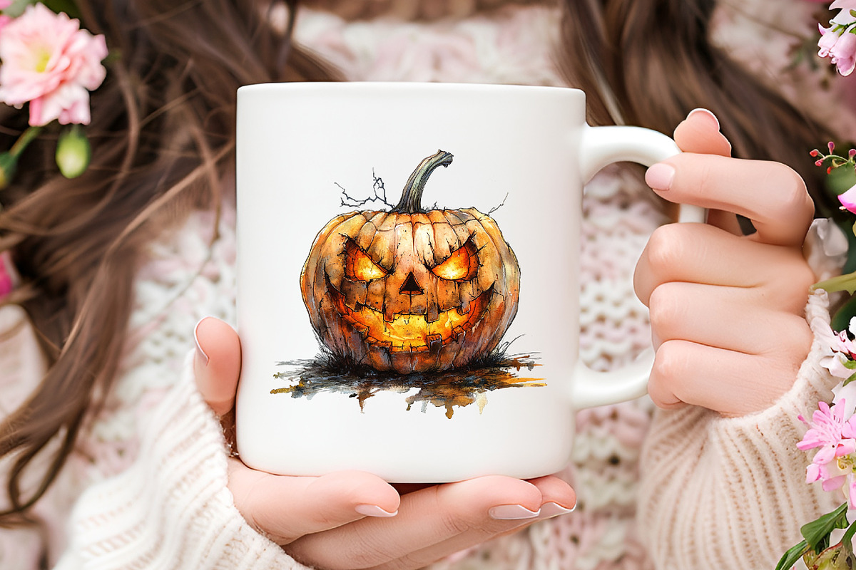 Creepy Pumpkin Character Watercolor, an Illustration by RobertsArt (Photo 4 of 7)