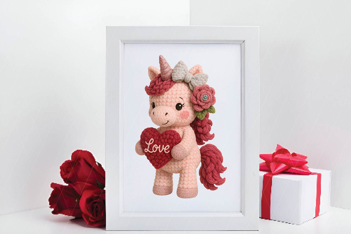 Crochet Faux Yarn Valentine Unicorn, an Illustration by DreamPrint404 (Photo 3 of 8)