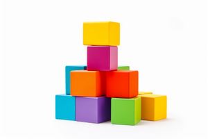 Colorful blocks isolated on white, a School & Education Photo by Ylivdesign