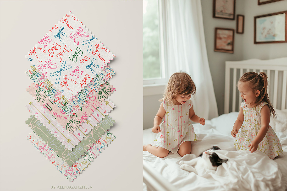 COQUETTE BOWS - patterns & cliparts, a Pattern Graphic by alenaganzhela (Photo 6 of 14)