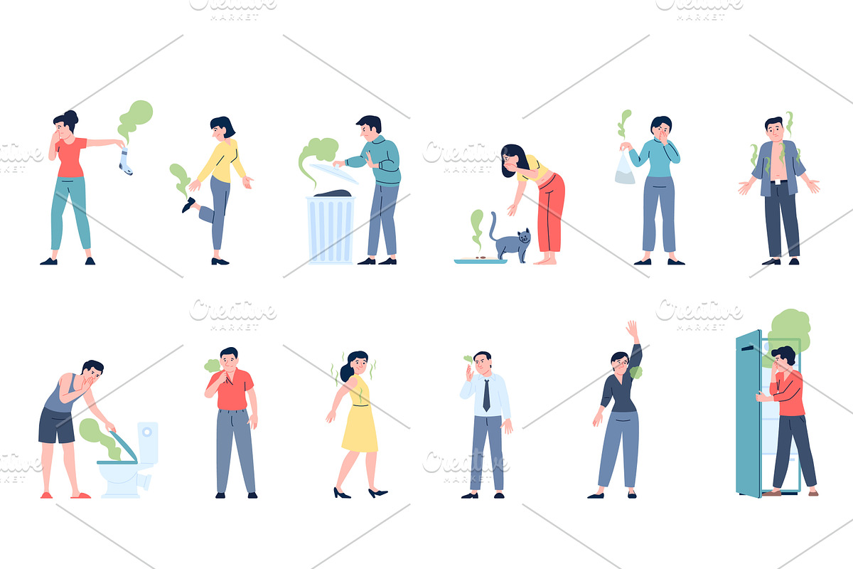 Stinky smell. Bad smells from person, a Person Illustration by LadadikArt