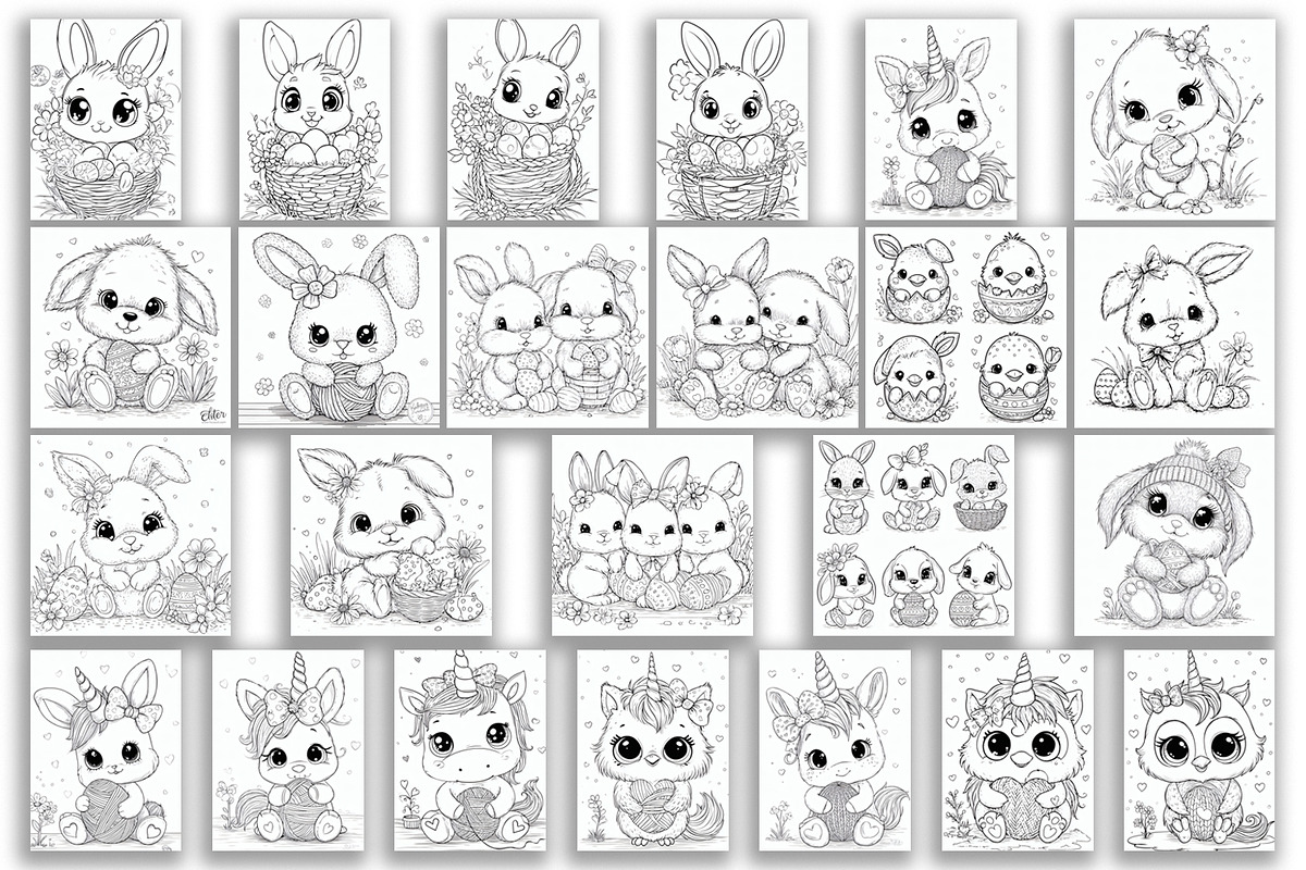 Cute animals |Easter Coloring, an Animal Illustration by ElenazlataArt (Photo 2 of 5)