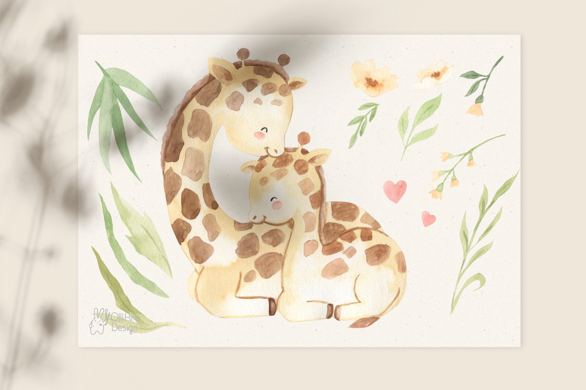 MOTHER AND BABY. Safari animal, an Animal Illustration by OlliArtDesign (Photo 6 of 10)