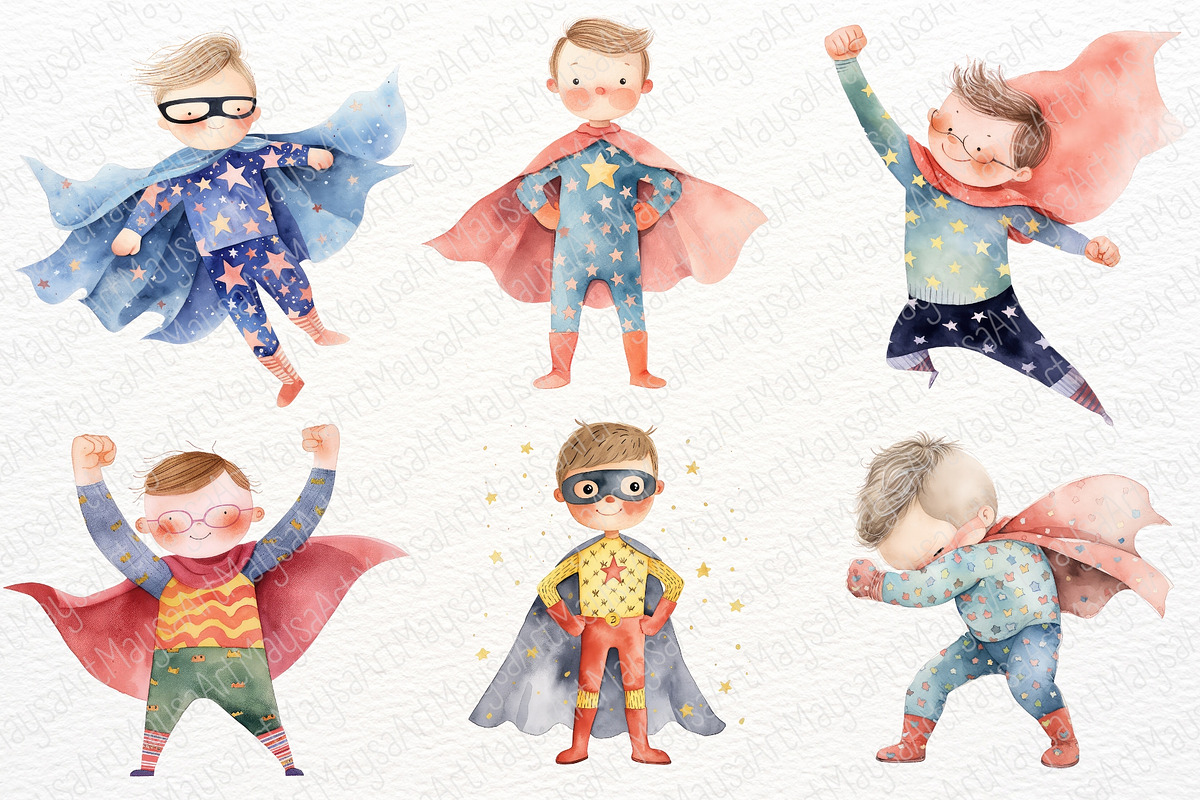 Superhero Boy Watercolor Sublimation, an Illustration by Maysa Art (Photo 3 of 6)