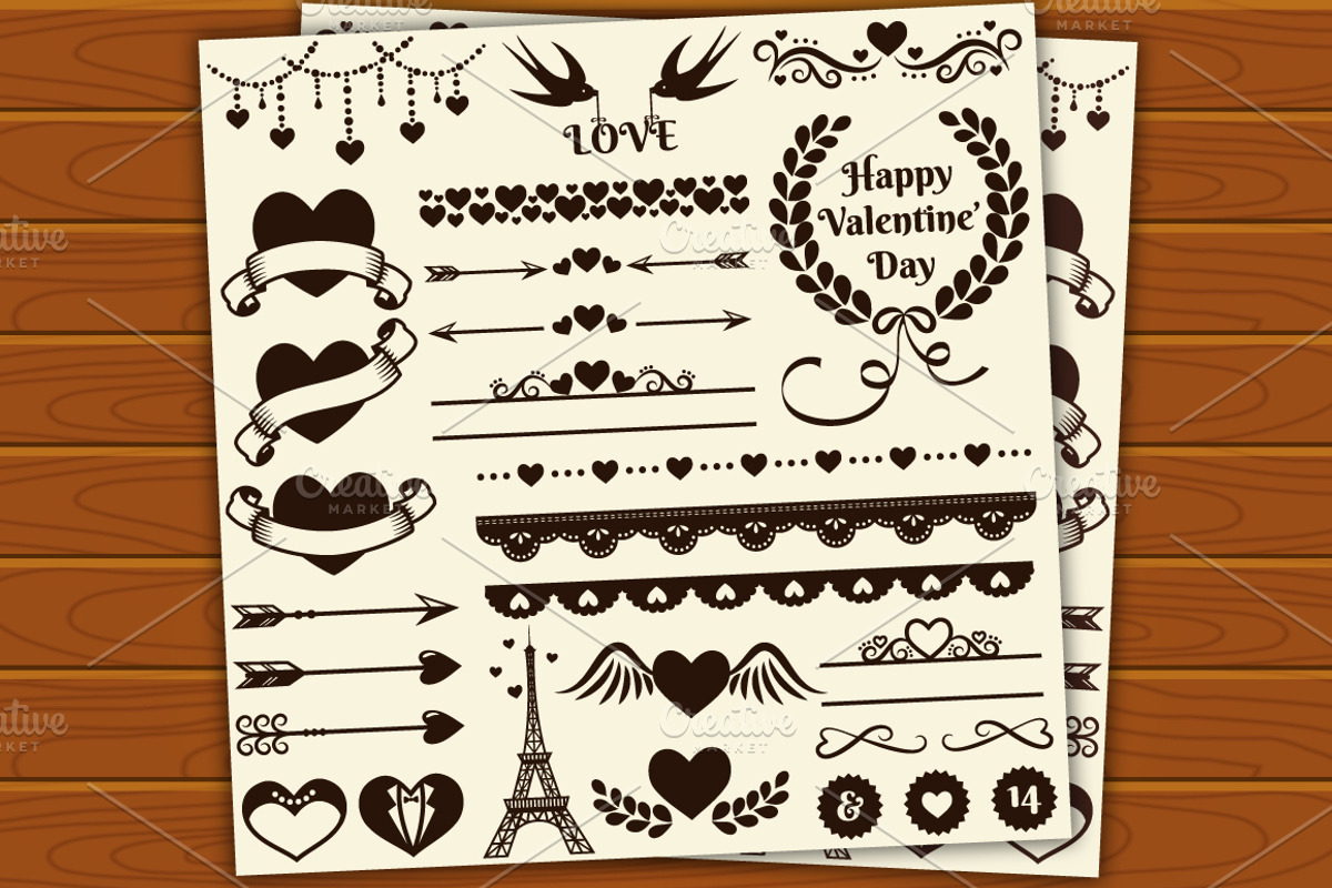 Romantic design elements preview 2