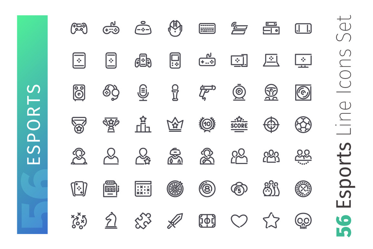 Esports Line Icons Set, an Outline Icon by Voysla's Shop (Photo 2 of 4)