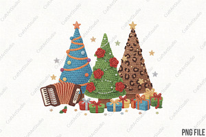 Christmas Trees Faux Yarn PNG, an Illustration by CraftArtStudio