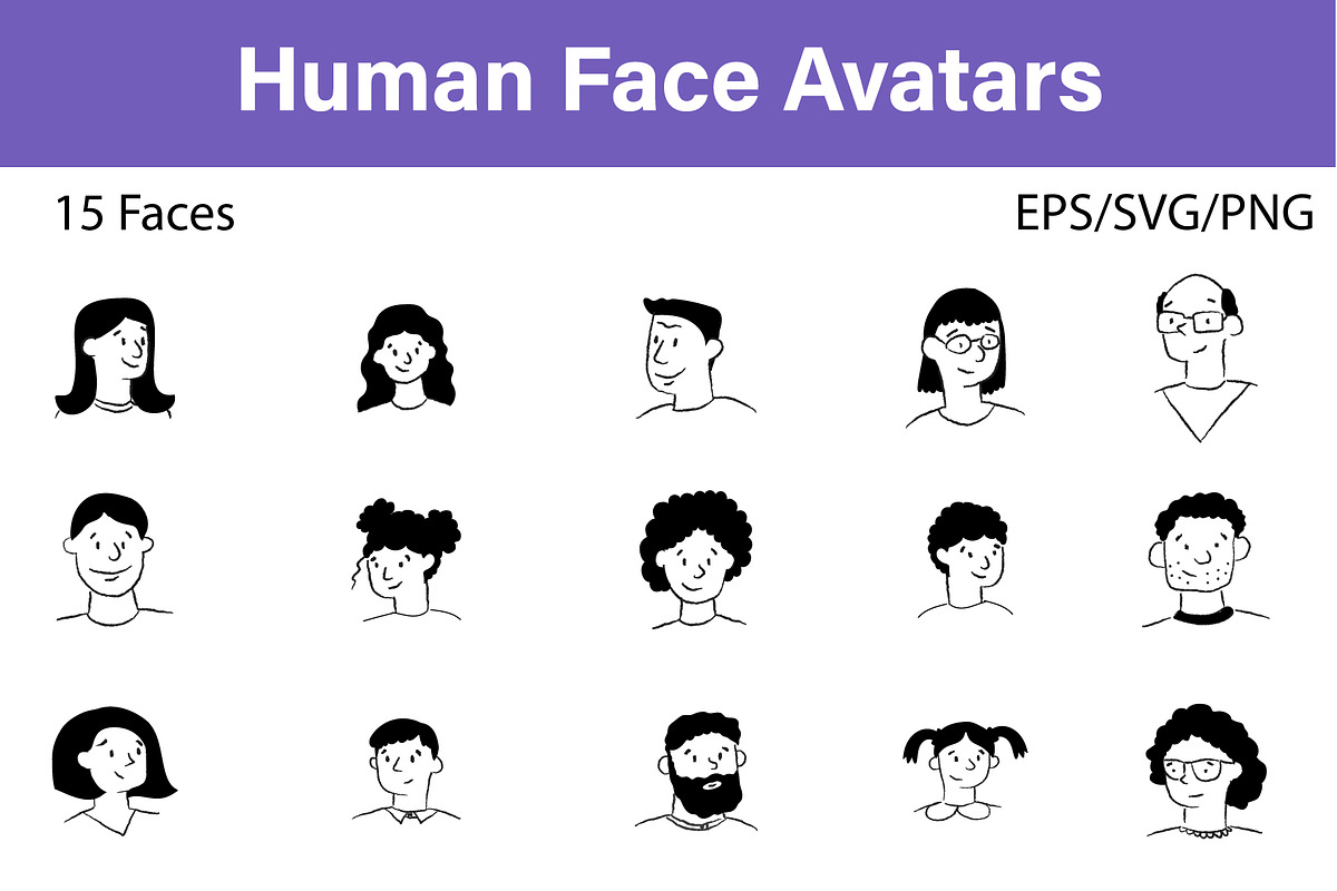 Doodle Human Face Avatars, a Person Illustration by Milota (Photo 1 of 3)