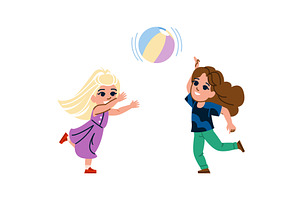 Two girls playing with inflatable, a Sport Illustration by pikepicture