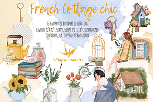 French Cottage Chic Watercolor set