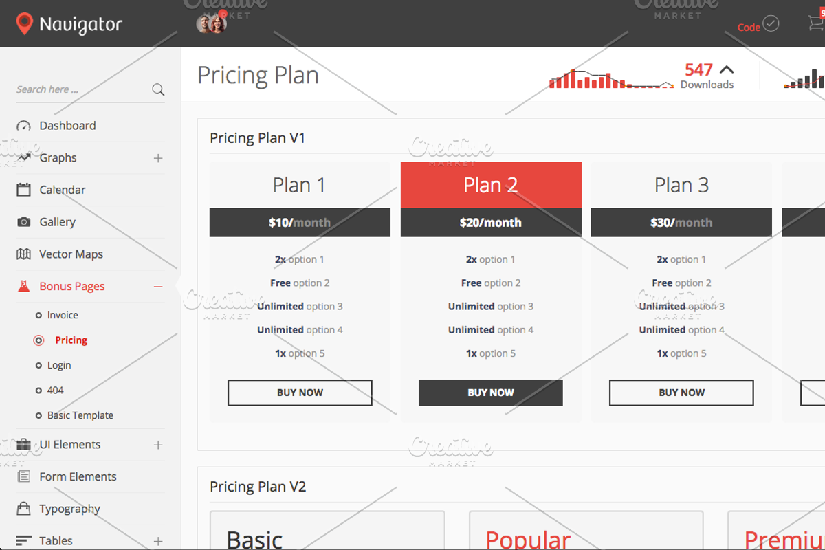 Square Admin Dashboard, a Bootstrap Template by Creative Themes (Photo 4 of 5)