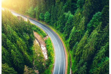 Aerial view of road in beautiful, a Transportation Photo by den-belitsky