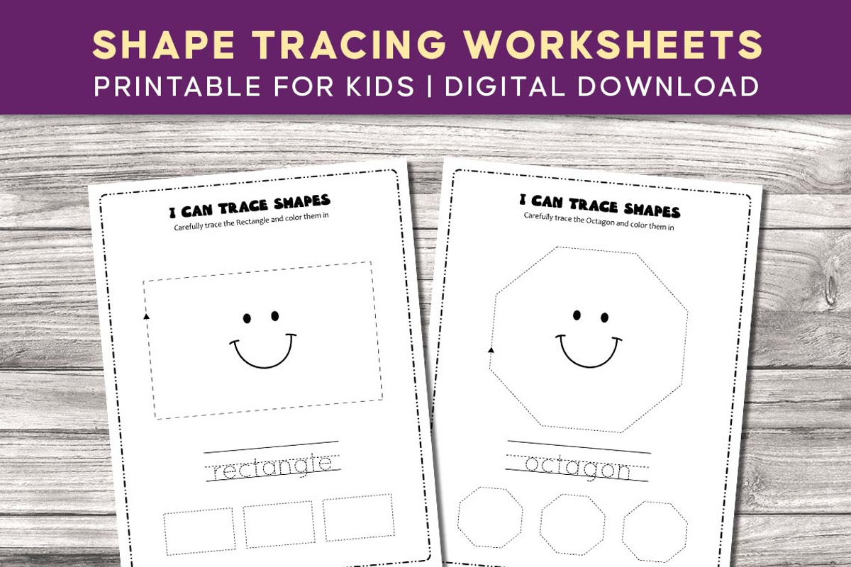 20 Shapes Tracing Worksheets, a Print Template by Graphicsnext (Photo 1 of 4)