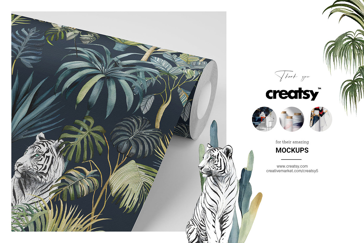 Wilderness, luxury tropical Patterns, a Wallpaper Graphic by Pink Linen (Photo 6 of 14)