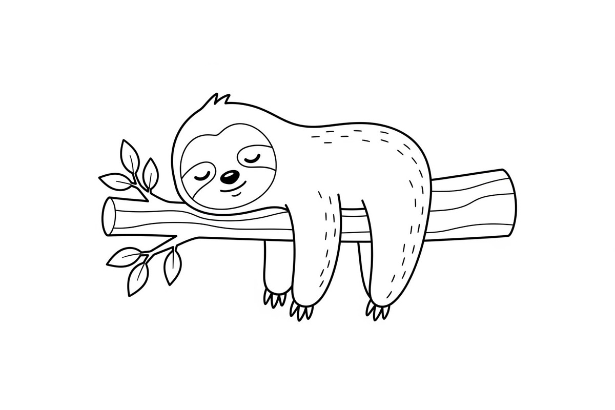 Cute Sloth Line Art Bundle, an Illustration by musafir_fashion (Photo 45 of 51)