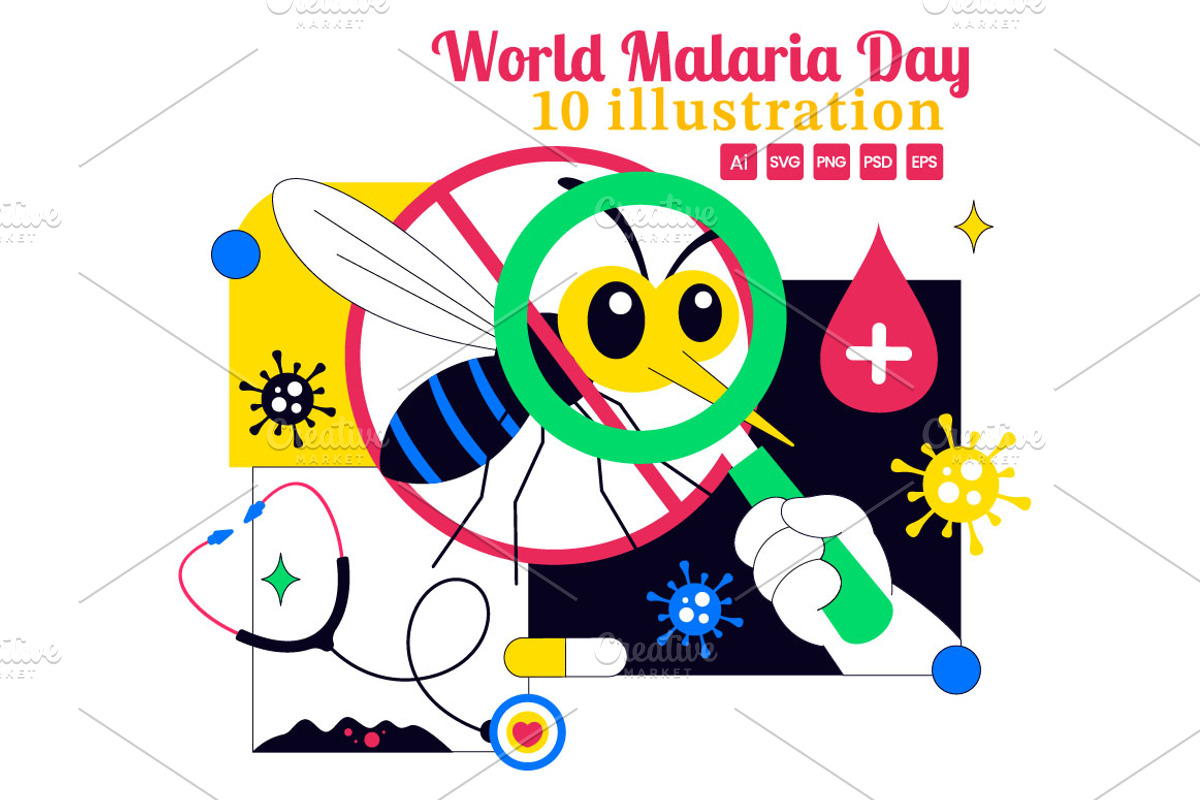 10 World Malaria Day Illustration, an Illustration by denayunebgt (Photo 1 of 4)