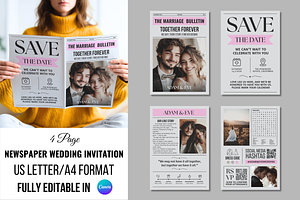 Newspaper Wedding Template, an Invitation Template by ZoloDesignHub