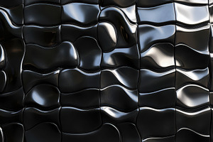 Sleek black wave-patterned wall desi, a Photo by Tanuart