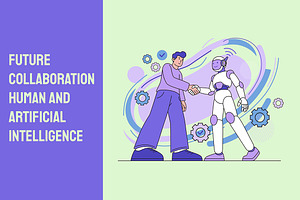 Future Collaboration Human and Ai, a Technology Illustration by Partikusi Design
