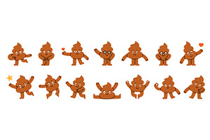 Poop characters. Funny poop mascots, an Illustration by GraphiShop