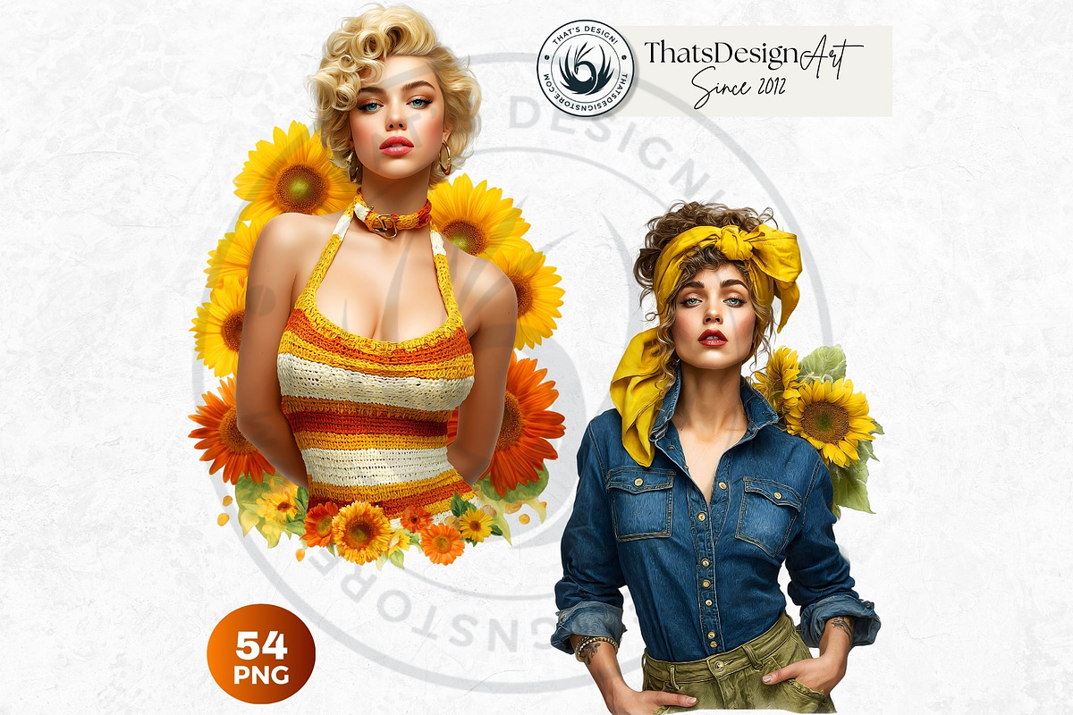 Sunflower Beauties Complete Cliparts, a Person Illustration by ThatsDesignArt (Photo 11 of 16)