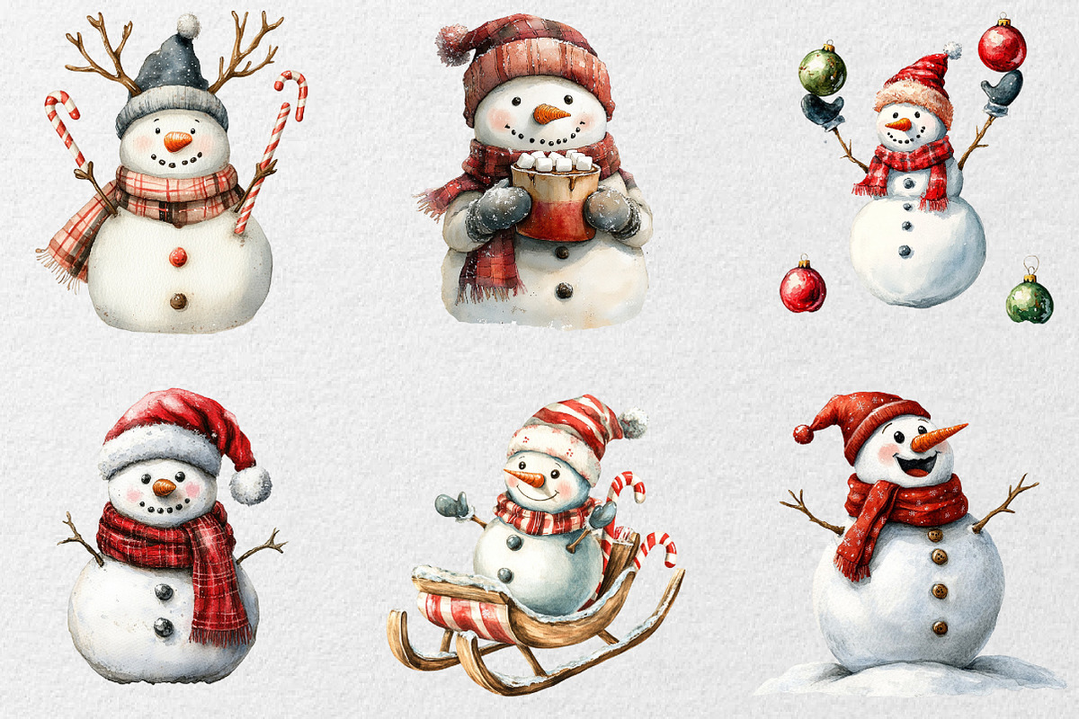 Funny Christmas Snowman Clipart, an Illustration by DreamCafeArt (Photo 5 of 7)