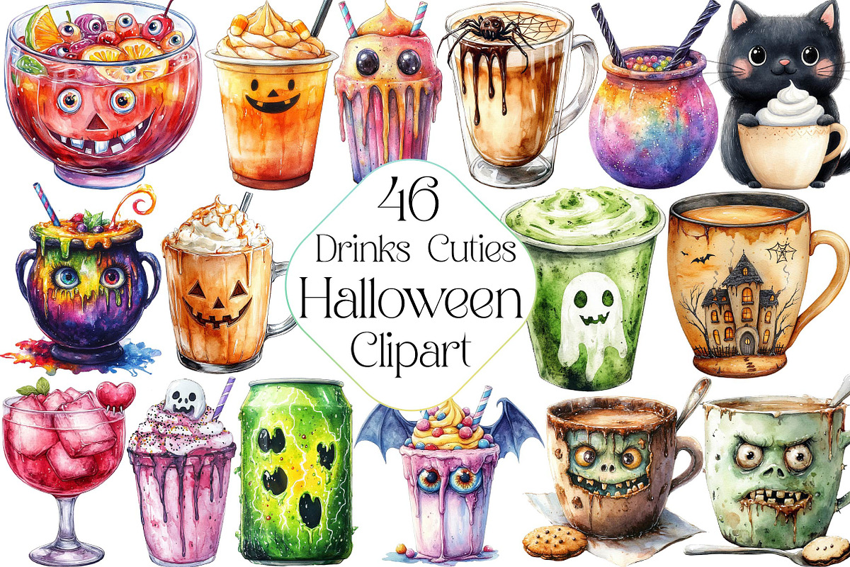 Halloween Drinks Cuties Clipart, an Illustration by DreamPrint404 (Photo 1 of 5)