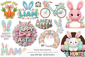 Faux Yarn Easter PNG Bundle, an Illustration by SinaCreation