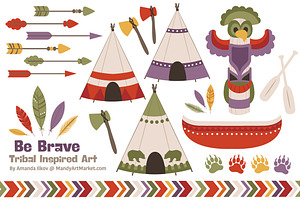 Autumn Tribal Clipart & Vectors, an Illustration by Amanda Ilkov