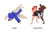 Fighters practicing martial arts set, a Sport Illustration by Good Studio (Thumbnail 5 of 13)