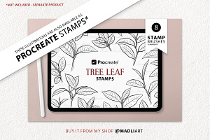 Tree Leaves Vector Line Art