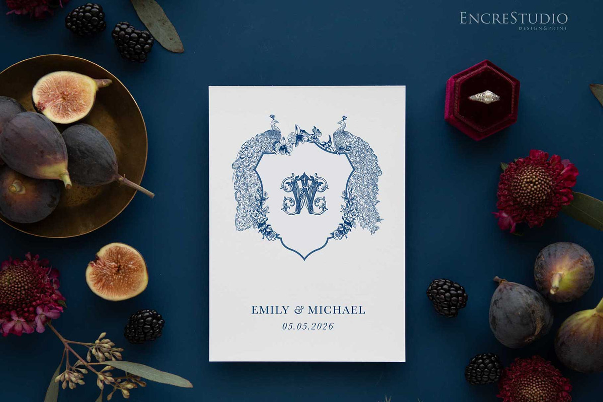 Peacocks Wedding Crest, a Decorative Illustration by Encre Studio (Photo 5 of 5)