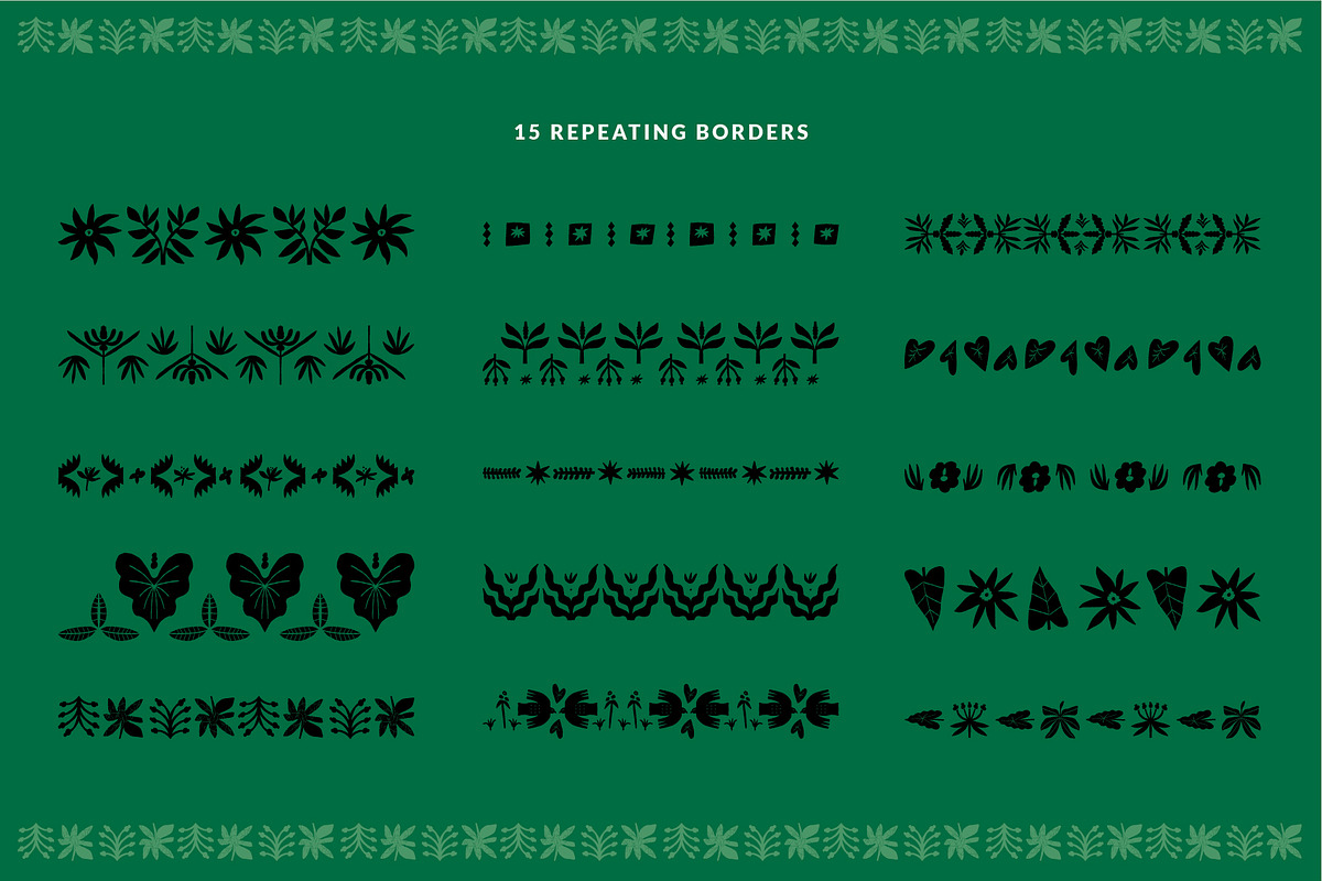 207 FOLK TROPICAL SHAPES AND BORDERS, a Decorative Illustration by Favete Art (Photo 8 of 17)