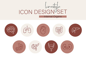 Icon Design Set Internal Organs, an Outline Icon by pepulousdsg