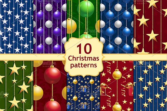 10 Christmas Seamless Patterns