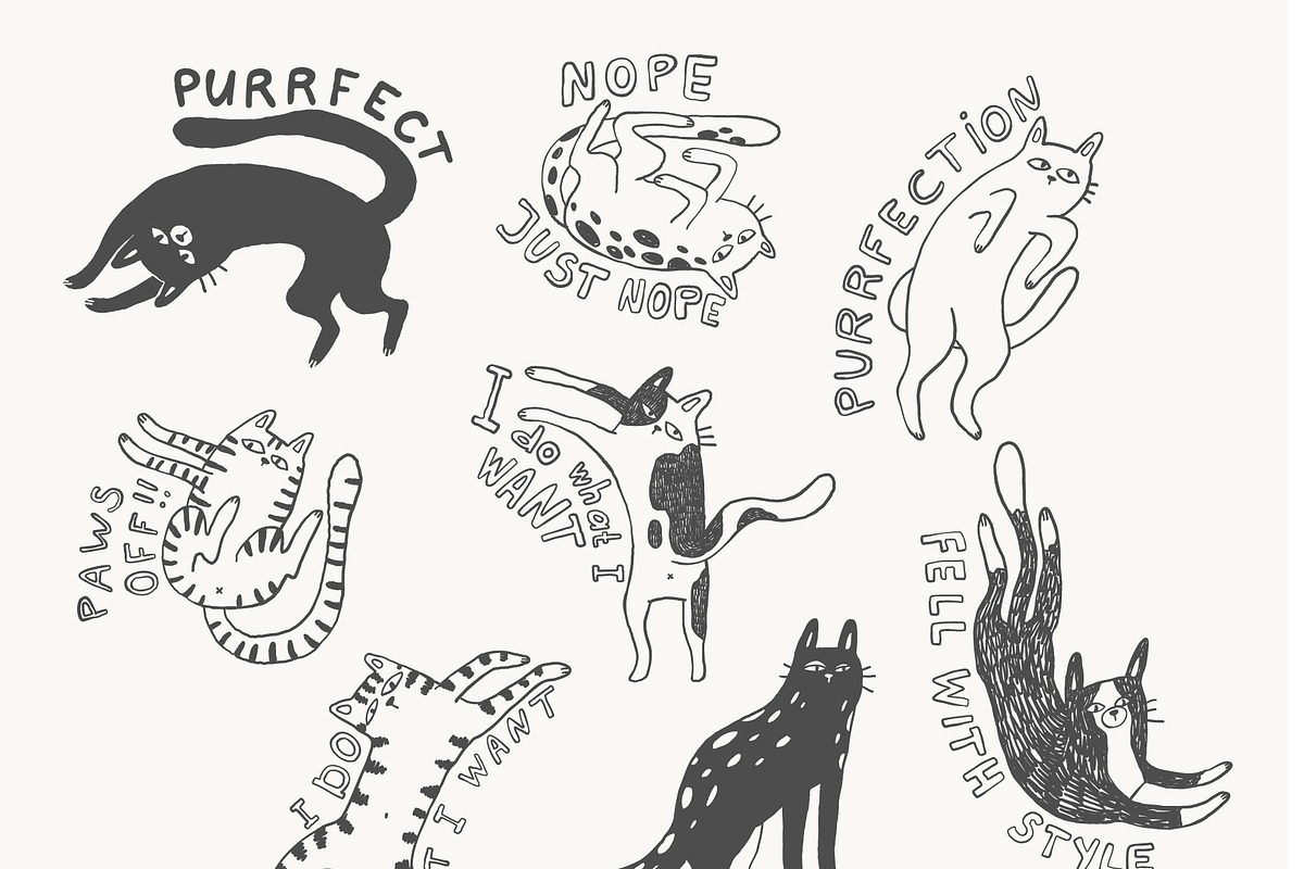 Funny Cats Line Art Bundle, an Illustration by Anastasiya Klempach (Photo 7 of 19)