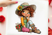 Whimsical Summer Western Girl Clipar, an Illustration by designcity5 (Thumbnail 3 of 5)