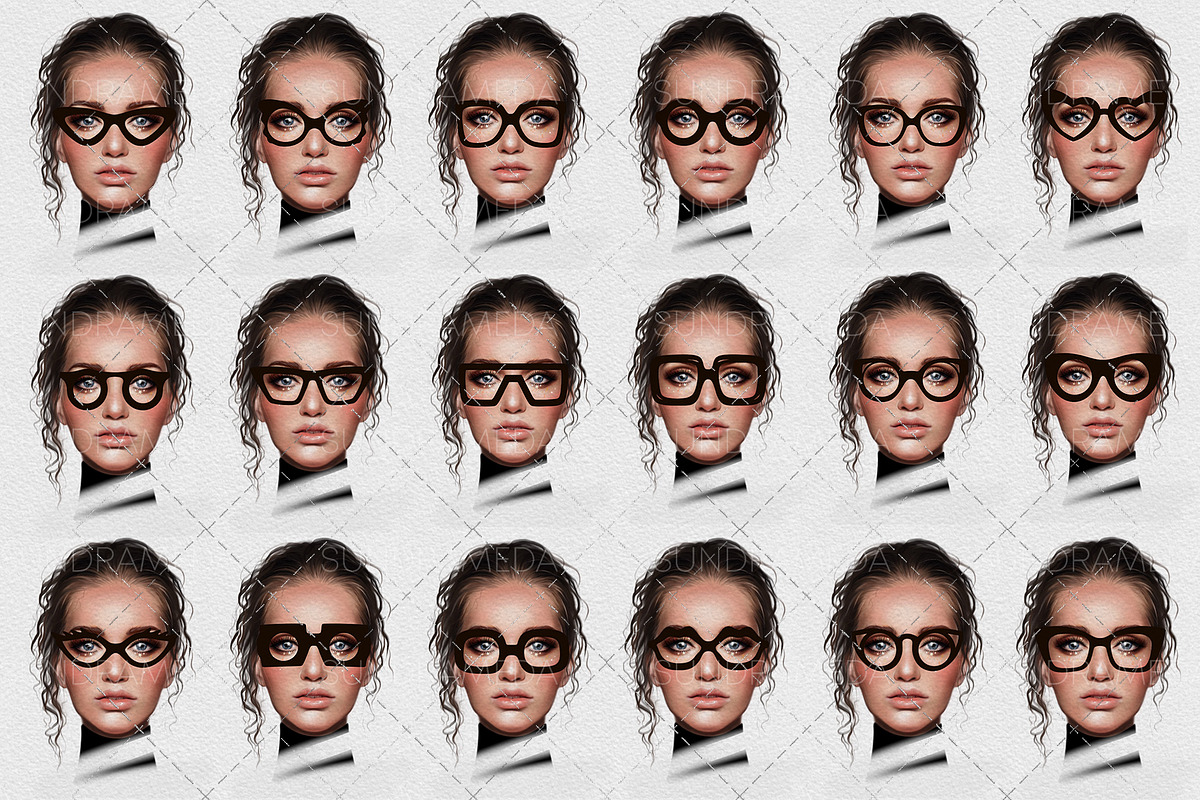 Glasses Stamps Brushes for Procreate, a Brush Add-On by sundrameda (Photo 3 of 13)