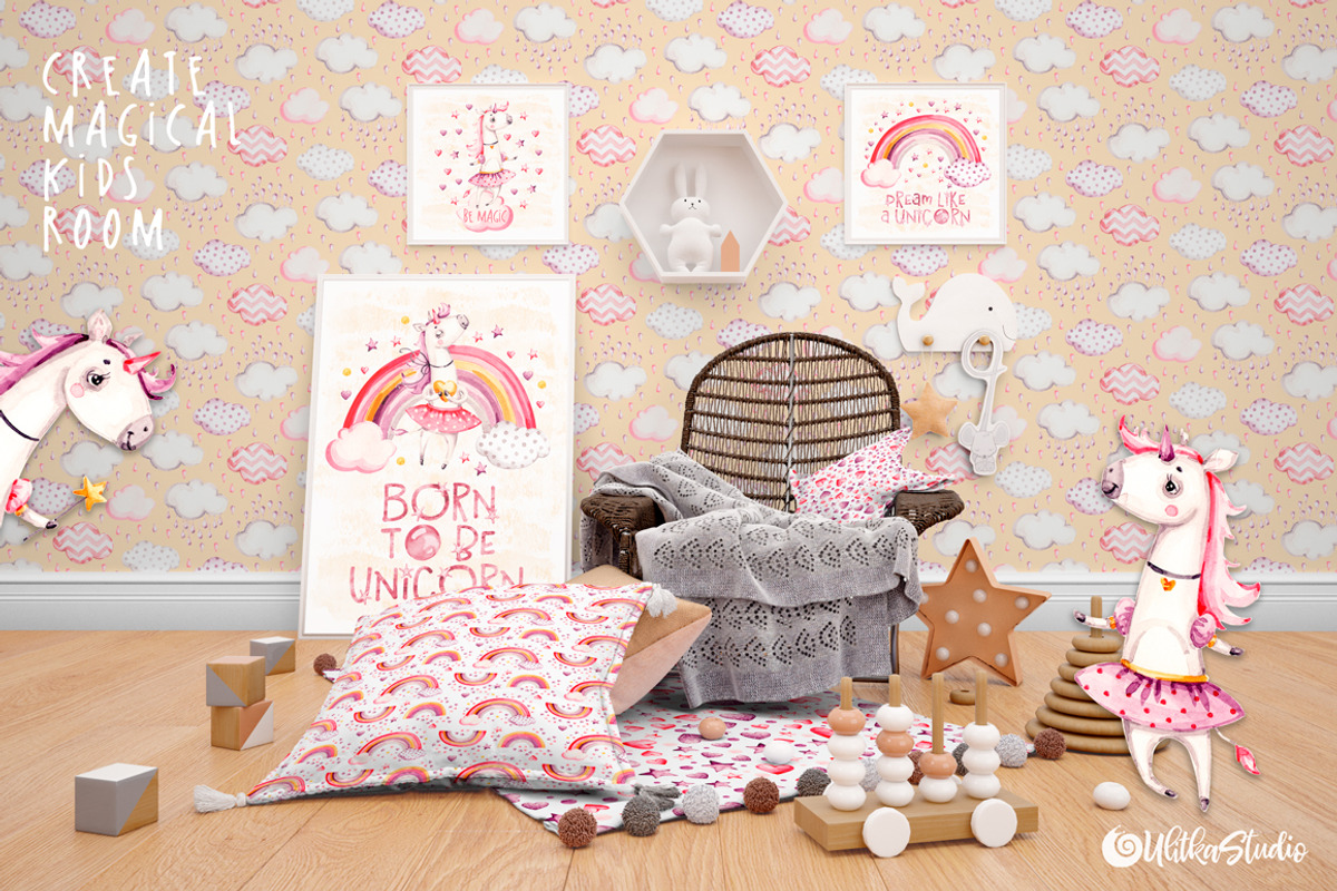 Unicorns Life. Watercolor collection, an Animal Illustration by UlitkaStudio (Photo 23 of 29)