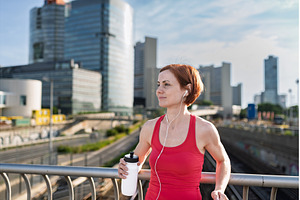 Woman resting after her morning, a Sports & Recreation Photo by HalfPoint